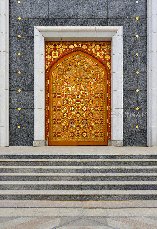 土库曼斯坦阿什哈巴德吉普杰克土库曼巴希鲁希清真寺/钦察克清真寺门